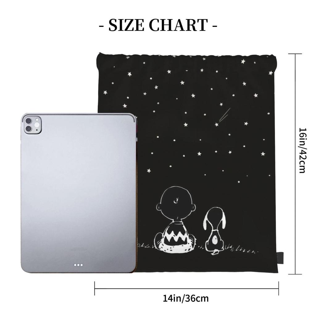 MINIER Snoopy Gym Large Capacity Drawstring Gym Exercise Multifunctional Drawstring 42cm Long x 36cm Wide Sack, Backpack, Lightweight, Waterproof,