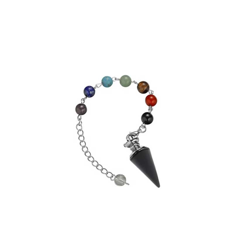 1PC Healing Chakra Crystal Conical Pendulum Pendant Witchcraft Energy Balancing Accessories Divination Dowsing