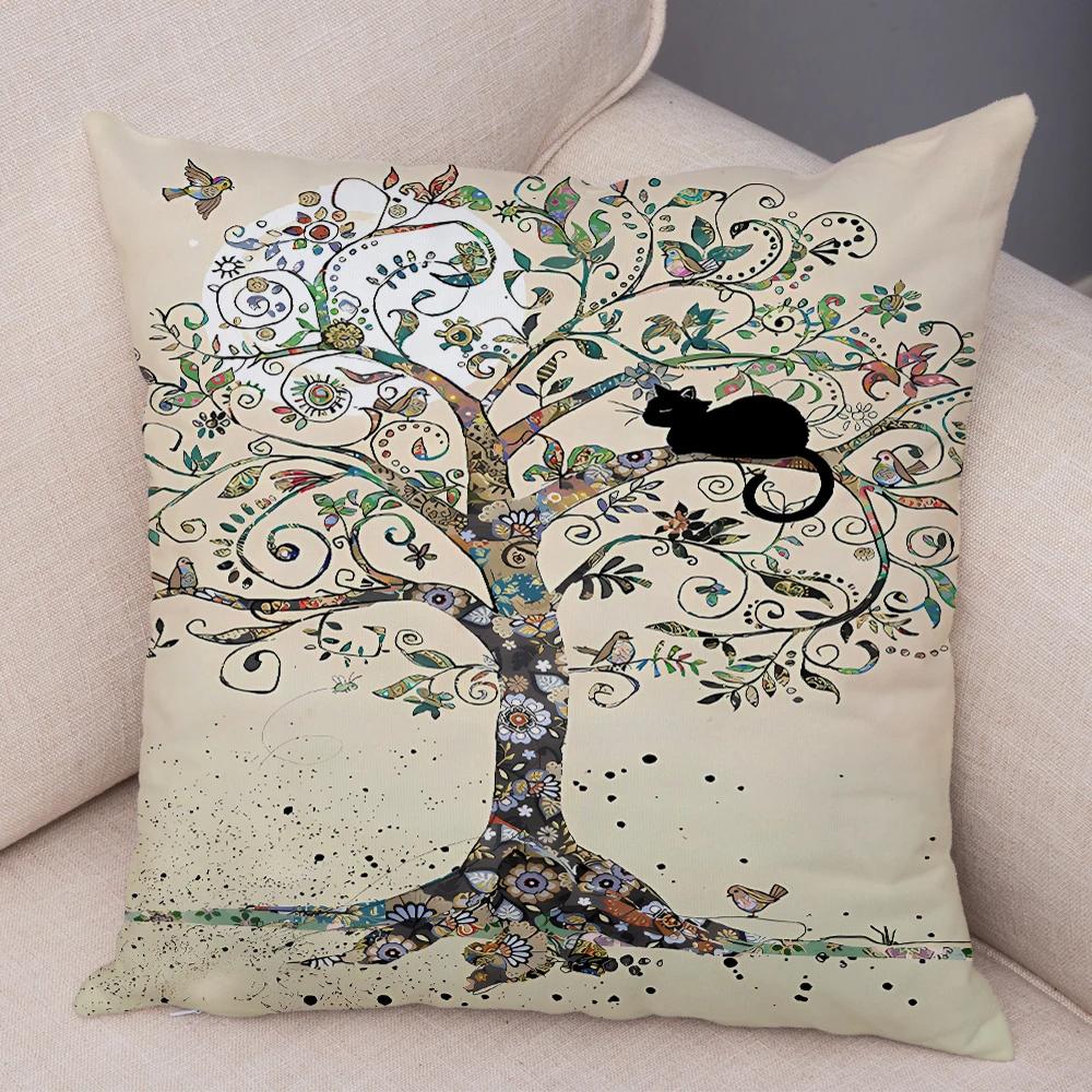 Double Print Cute Elegant Black Cat Cushion Cover Decor Cartoon Animal Pillow Case for Sofa Home Car Soft Plush Throw Pillowcase