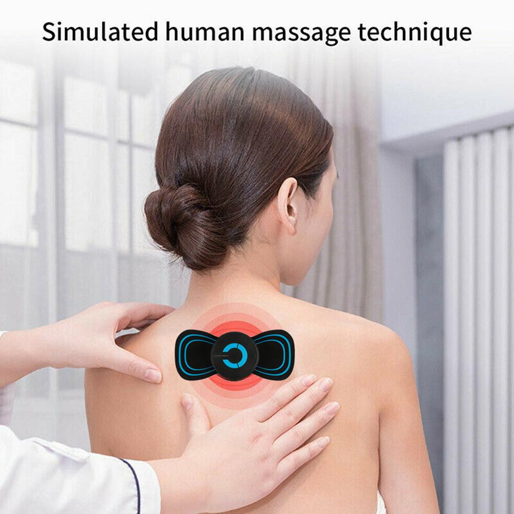 2 Pieces Portable Mini Electric Neck Back Massager Cervical Massage Patch Stimulator
