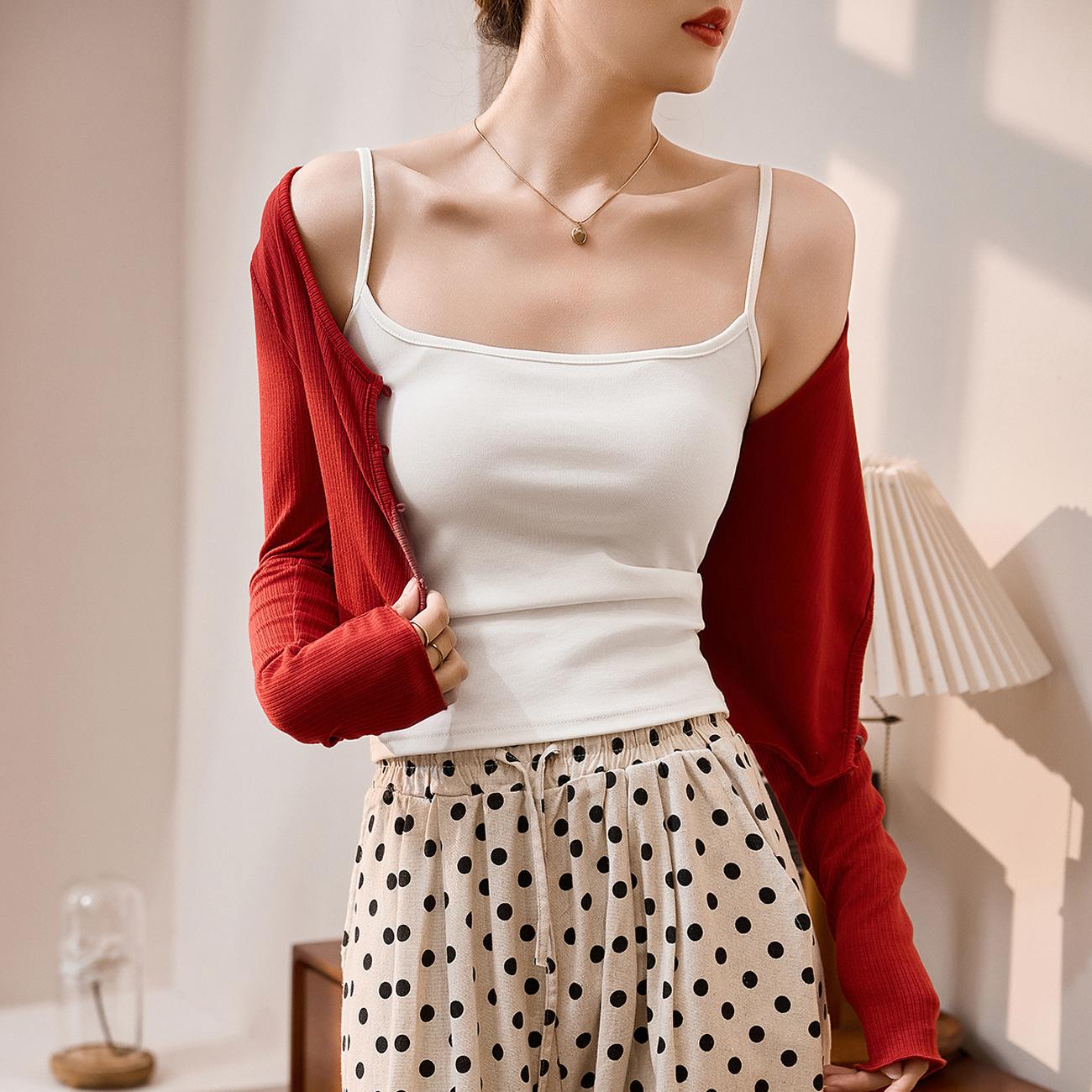 

230 г чесаного чистого хлопка жилет на подтяжках для женщин лето новый сексуальный U-образный вырез спинки короткий стиль внутренняя и верхняя одежда XXL