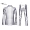 2Pcs/Set Men Suit Coat Pants Set Lapel Long Sleeve Single Breasted Suit Jacket Long Pants Set Golden Stamping Business Suit
