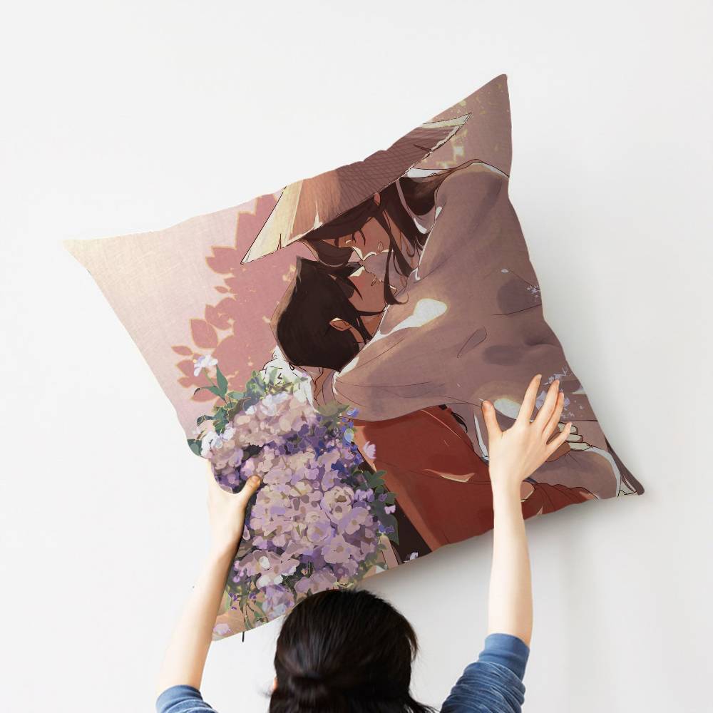1pc Heavenly Officials Blessing Animation Cushion Cover Car Throw Pillow Case For Sofa Car Christmas Gift 40x40cm 45x45cm