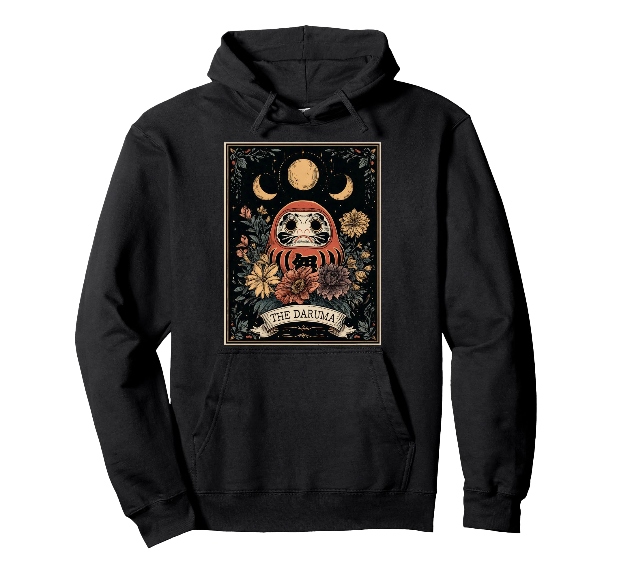 

Daruma Lucky Doll Japan Tarot Card Witch Moon Hoodie чёрный