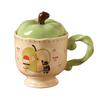 Cute Cartoon Bear Apple Goblet with Lid Cute Ceramic Mug As Gift for Best Friend Water Cup As Souvenir