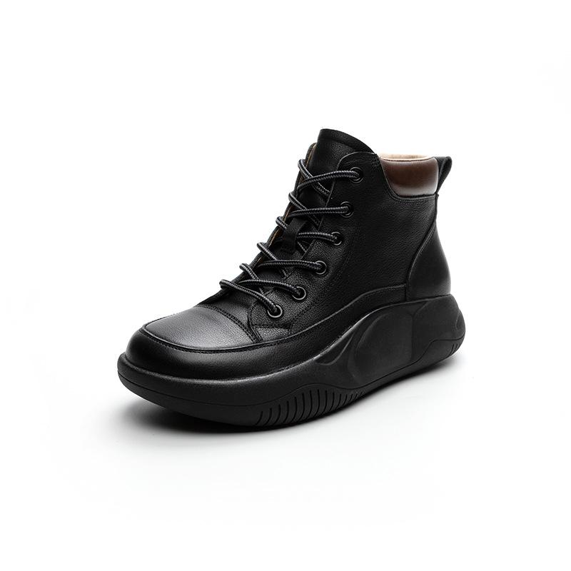 New Cotton Shoes, High-top Shoes, Casual Women's Shoes, Thick-soled Single Shoes, Soft Leather Boots
