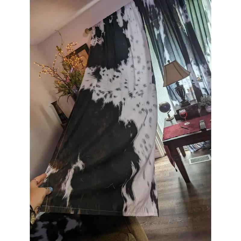 Tiger Animal Fur Black and White Printed Curtains, Study Kitchen, Living Room, Dormitory Pole Pocket Top, Bedroom Bccessories,