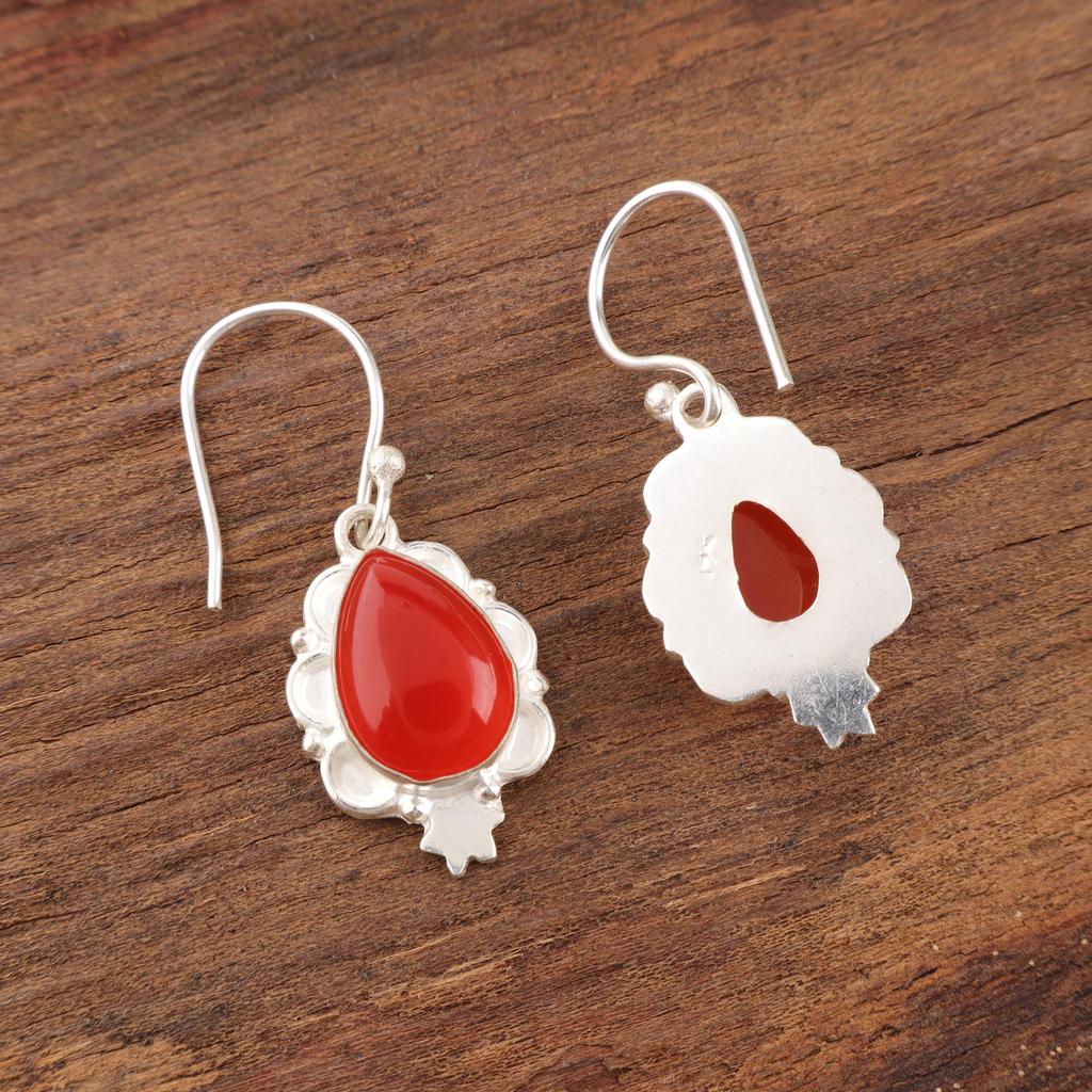 Carnelian Earrings Gemstone 925 Solid Sterling Silver Earrings, Handmade Jewelry, Birthday And Anniversary Gift For Her