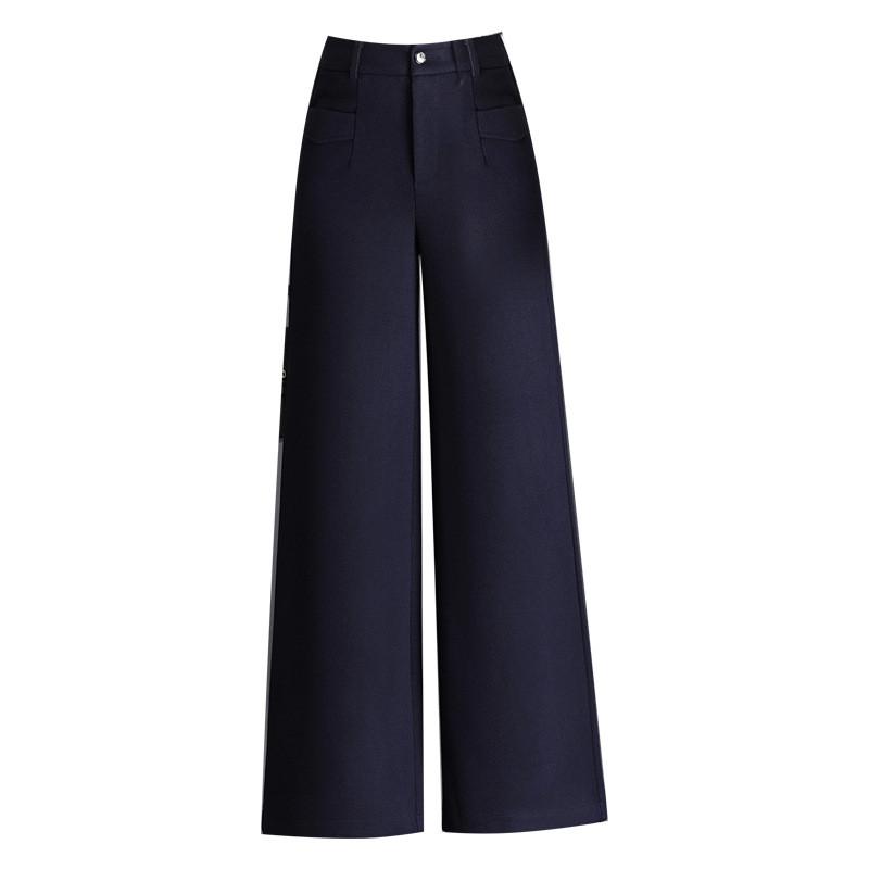 Wool Blend Wide Leg Pants For Women With High Waist And Pockets For Autumn Winter Casual Wear