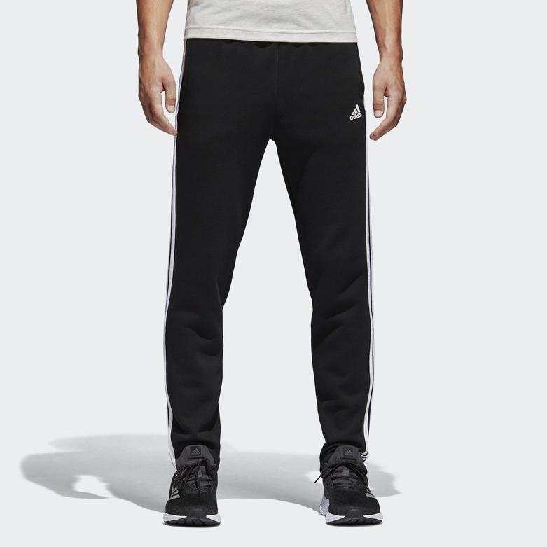 Adidas Solid Stripe Knit Joggers Men Bottoms Black BK7422