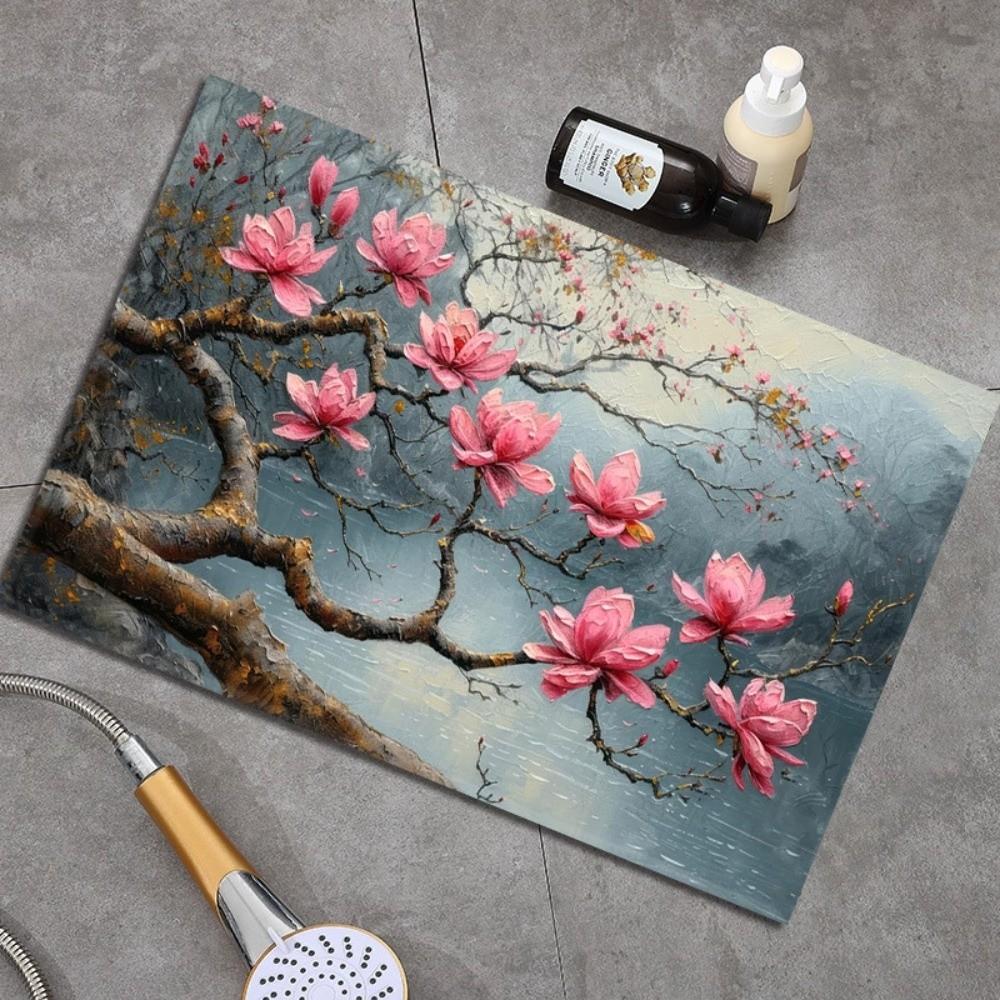 

Durable Nordic Floral Floor Mat Super Absorbent Non Slip Bathroom Shower Mat Thickened Soft Printed Bath Mat Home Decor