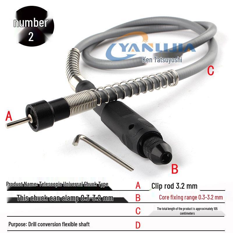 Electric Grinder with Flexible Shaft, Universal Chuck, and Metal Handle - Stainless Steel Electric Drill & Engraving Pen Spindle Tool.