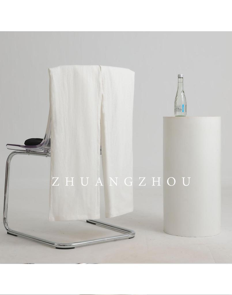 2026 Summer High-Waisted Wide-Leg Cotton Linen Pants White Casual Old Money Style Women