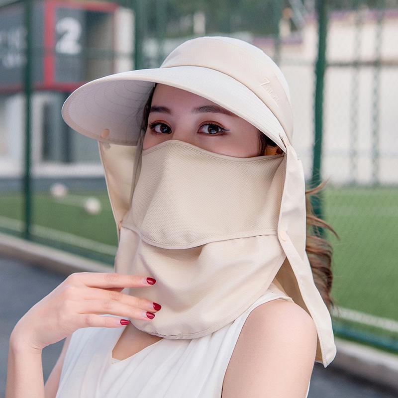 Women's Korean Style Summer Sun Hat with Large Brim, UV Protection, Detachable and Topless Design for Electric Biking or Outdoor Activities
