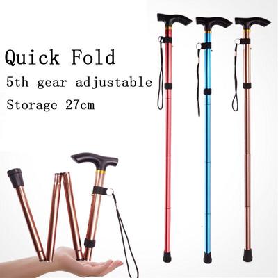 Aluminum Alloy Folding Walking Stick Telescopic Climbing Stick Antiskid Walking Stick Elderly Walking Stick