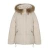 Women's Autumn Winter Hooded Solid Color Fur Collar Pocket Parka Zipper Loose Short Cotton Coat