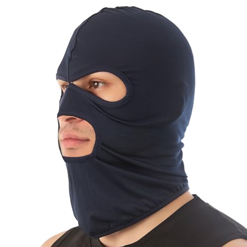 

[Трифонг] Балаклава, 3 отверстия, тонкая, темно-синяя, летняя, дышащая, защита от УФ, стильная, легкая, с открытым носом, для страйкбола, дышащая, на всю голову