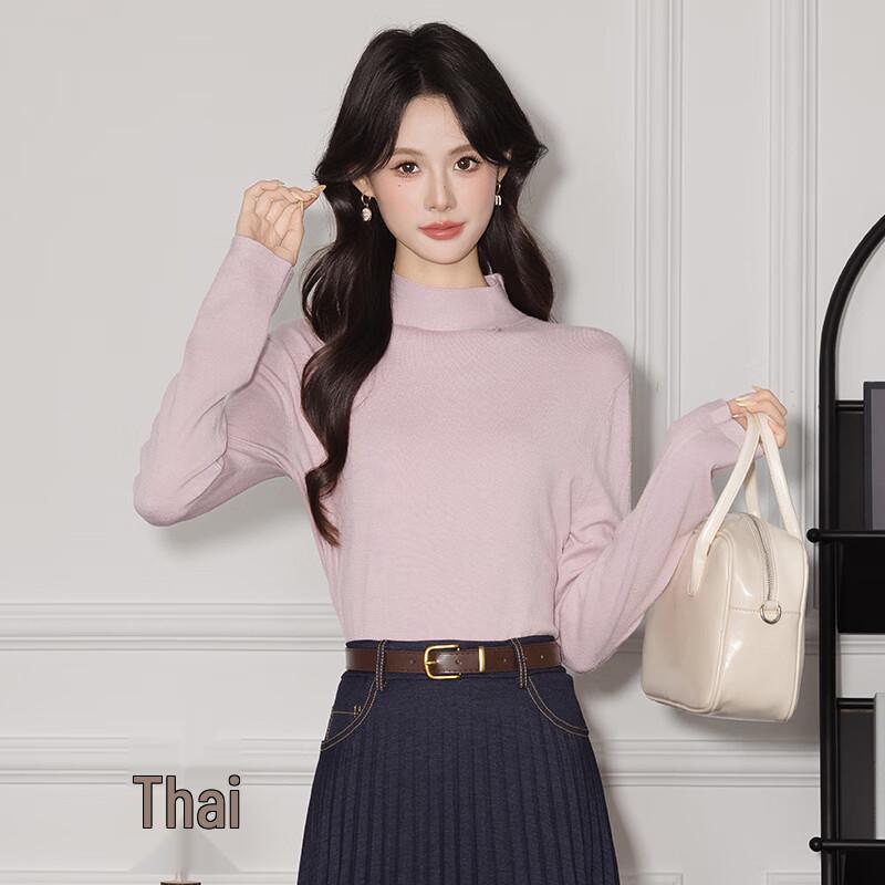 Teluoman Women's Long Sleeve Round Neck Knit Sweater