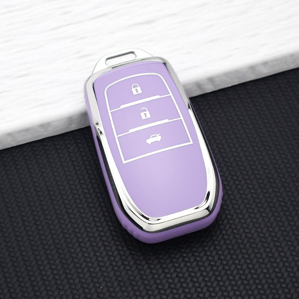 

2/3 Buttons TPU Car Key Fob Case Cover for Toyota CHR Hilux Fortuner Land Cruiser 200 Camry Corolla Crown RAV4 Highland Keychain