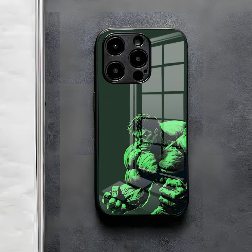 Superhero H-Hulk Phone Case For IPhone 17 Air 16 E Pro Max 15 14 13 Mini 12 Pro 11 Max Plus Black Glass Cover