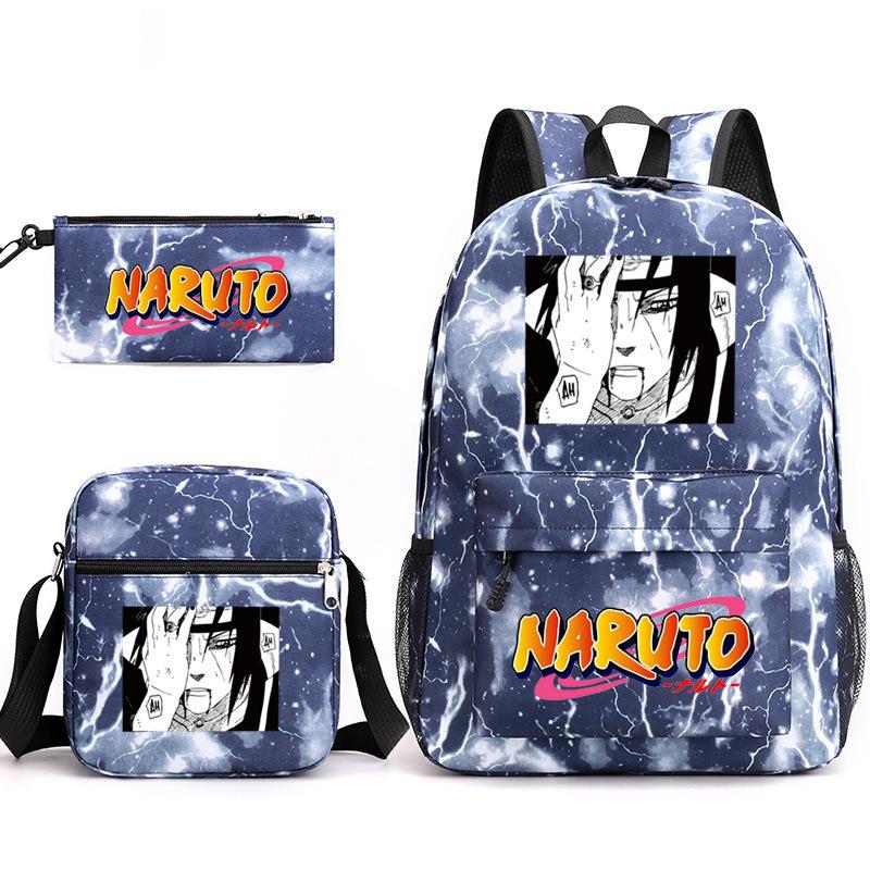 Large Capacity Schoolbag with Shoulder Strap; Student Three-piece Pencil Case Set