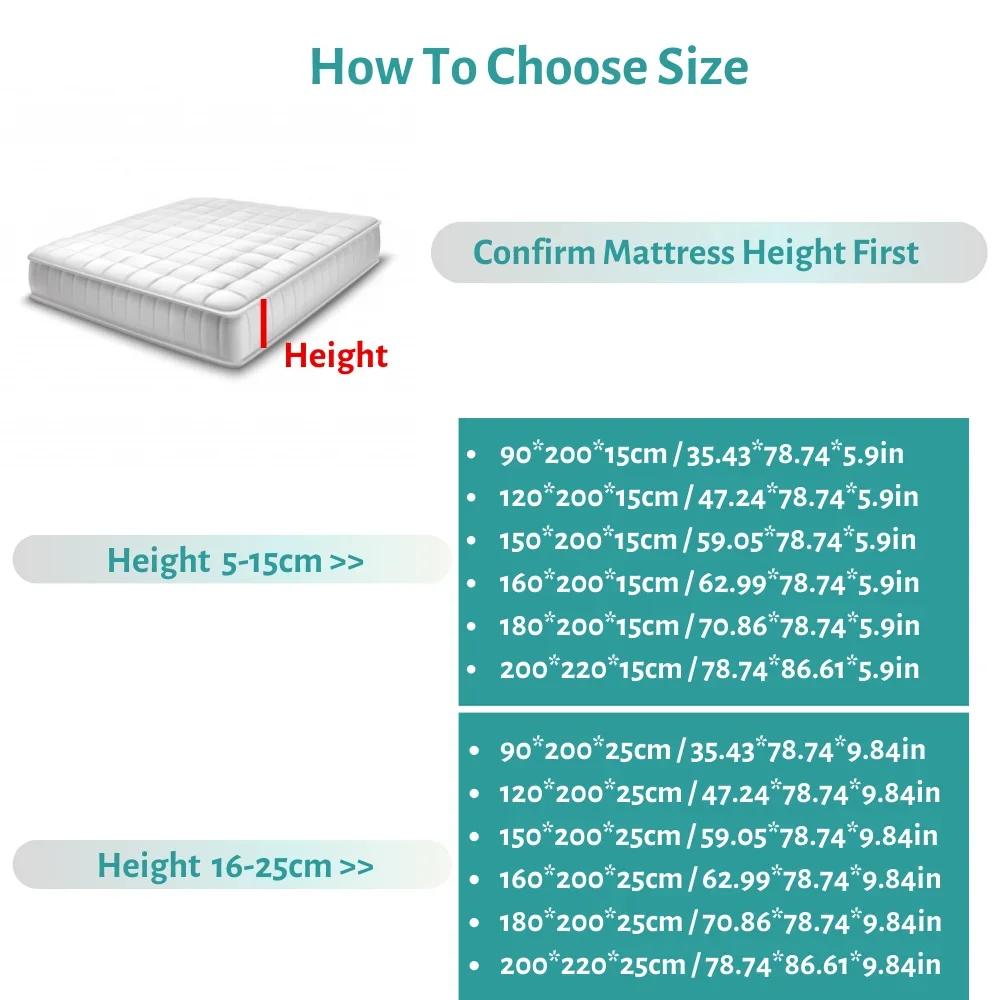 Multi-size 5 Sides Protection Mattress Cover Washable Embossed Cotton Quilted Mattress Protector Soft Anti-mite Mattress Topper