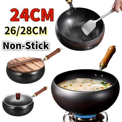 Antihaft-Wok ohne Beschichtung Holzgriff Chinesischer Wok für Zuhause Restaurant Wok Eisen-Wok Bratpfanne Chinesischer Wok Küchengebrauch