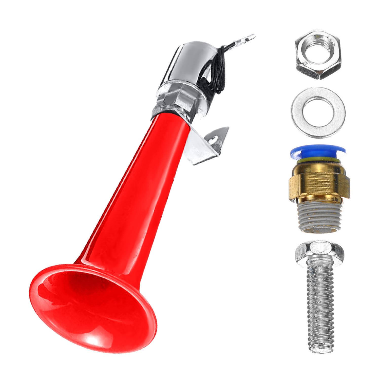 

Optimister Decorative Yankee Horn Air Chrome for Dump Red Horn, Car, Truck, Horn, Button, Horn, Trumpet, 12V/24V, 180DB, Universal, Plated, Trucks,