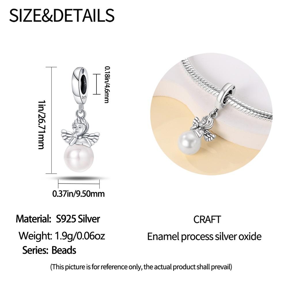 Original Copper Charms Luxury Pearl Angel Pendant Beads Fit Bracelet Diy Women Making Delicate Gift Jewelry