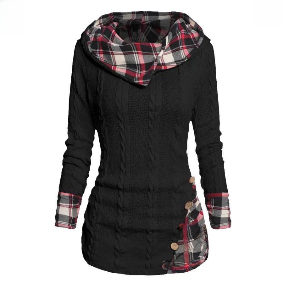 Dámský pletený svetr s kapucí - Pulovr s dlouhým rukávem, ležérní mikina 2023