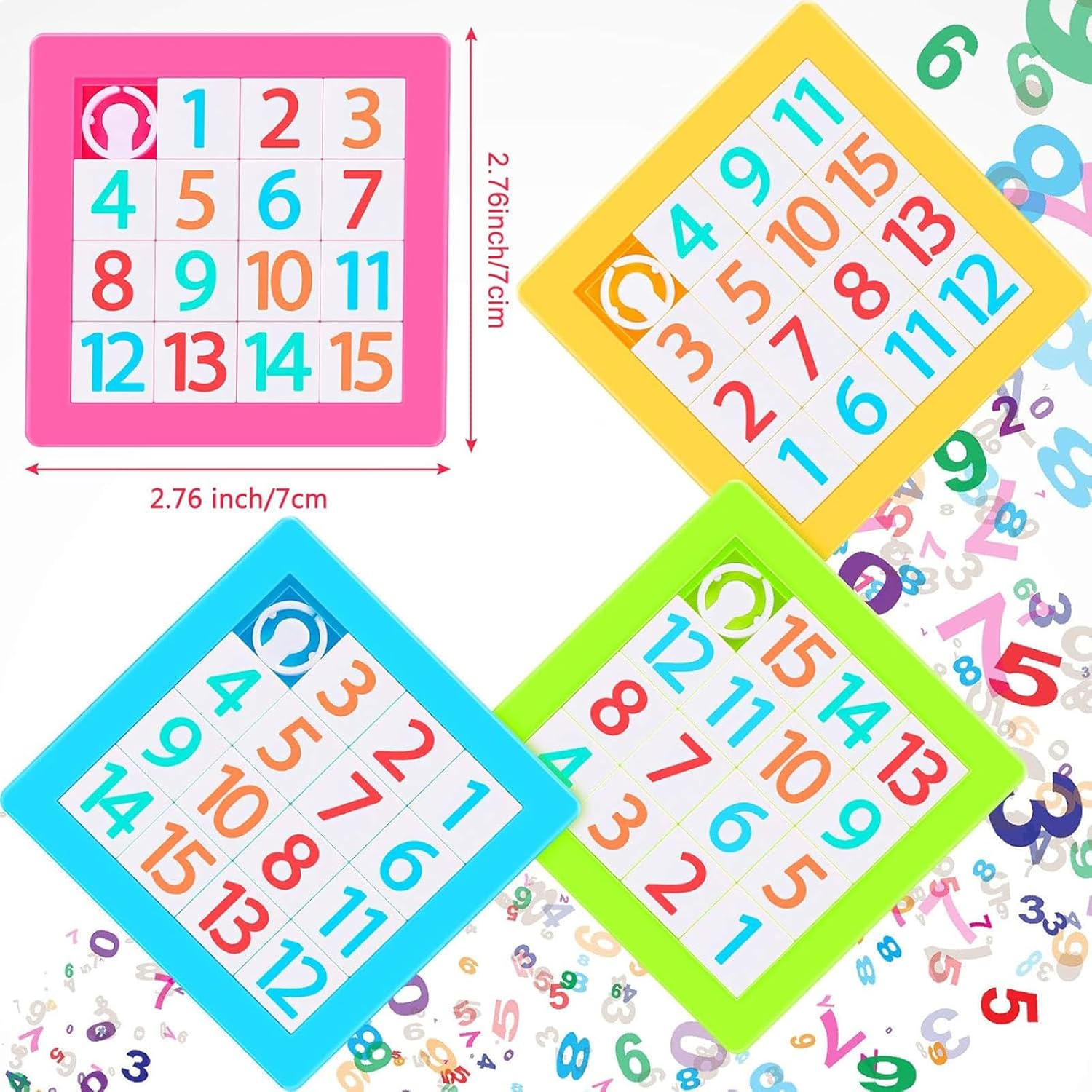 

Sumind 8 Pieces Slide Puzzles for Kids 15 Number Puzzle Slide Game Plastic IQ Blocks Toys Brain Teaser Funny Game Party Toys for Boys Girls Kids 8