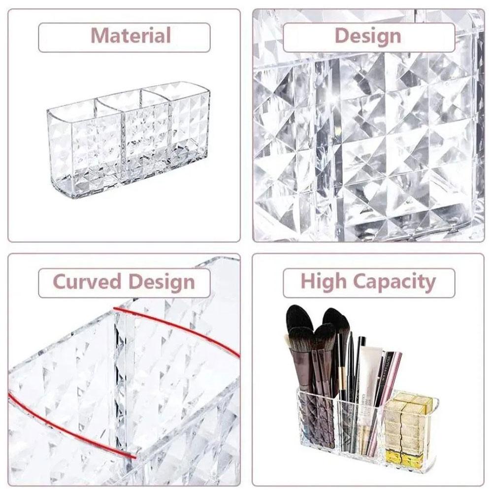 Clear Acrylic Makeup Brush Holder Desk Cosmetic Organizer Lipstick Storage Box Nail Polish Display For Stand Rack Jewelry Case