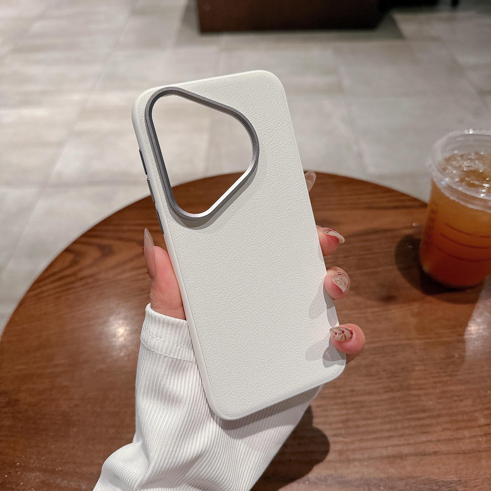 

Suitable for Huawei P70 Leather-textured Phone Case, P70 Pro Metal Keys, P70 ART Metal Lens Ring, Fully Covered Soft Case HUAWEI P70Art белый