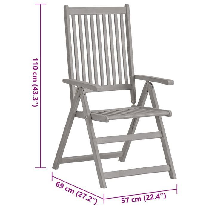 VidaXL Garden Reclining Chairs Set of 2 and Cushions Acacia Wood 3064700