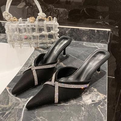 2025 Été Nouvelles Pantoufles Pointues à Talons Hauts Demi-Sabot Mode Polyvalent Sexy Chaussures pour Femmes Sandales De Mujer Talons Hauts Mules
