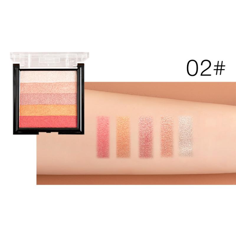 Five-colour Highlight Eyeshadow Plate Three-dimensional Brightening and Grooming Europe and The United States Pearlescent Blush Eyeshadow