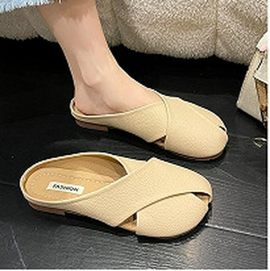 

Летние женские плетеные мюли на плоском каблуке 2023: Мягкая подошва, французский стиль, полушлепанцы с открытым носком для повседневной носки 37 абрикосовый