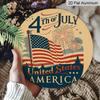 2D Flat 1pc, 8x8 In, Independence Day Celebration Themed Round Aluminum Metal Sign; Front Door Porch, Living Room, Bedroom Home Decor, Country Style