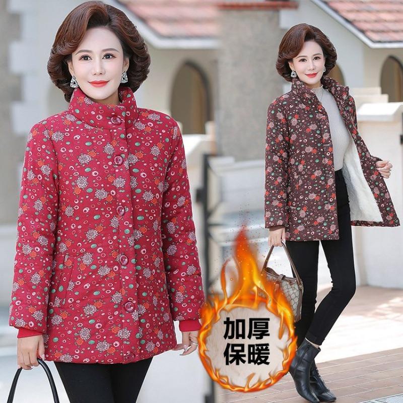 Women's padded jacket winter new thickened warm floral padded jacket 5 to padded jacket women