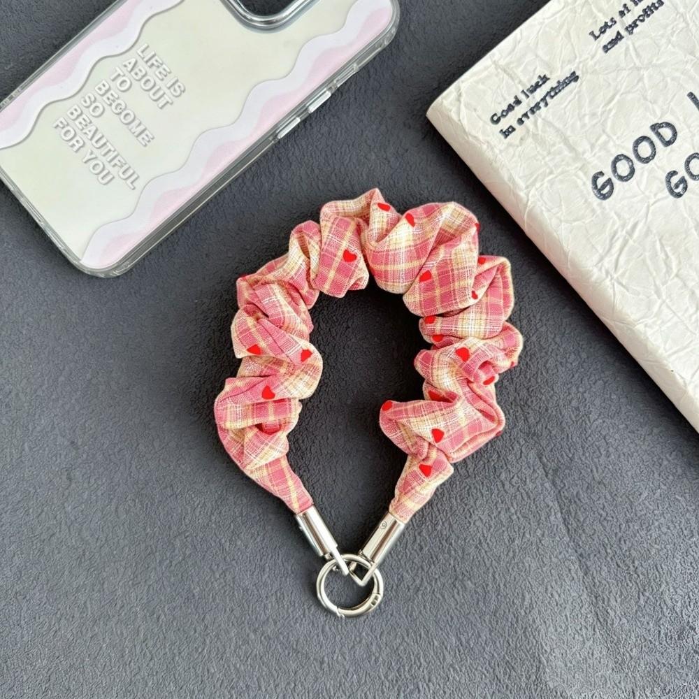 2-in-1 Scrunchie Phone Wrist Strap Stretchable Keychain Bag Charm Fabric Phone Lanyard Women