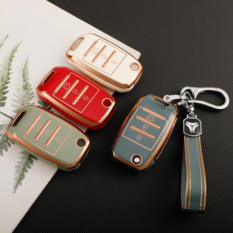 3/4 Buttons Car Key Case For Kia Rio 3 K2 Ceed Cerato K3 Sportage 4 Picanto K5 Optima Sorento Forte Stinger Key Chains