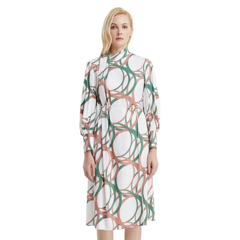 

PORTS Women s Fall Printed Mulberry Silk Dress M
