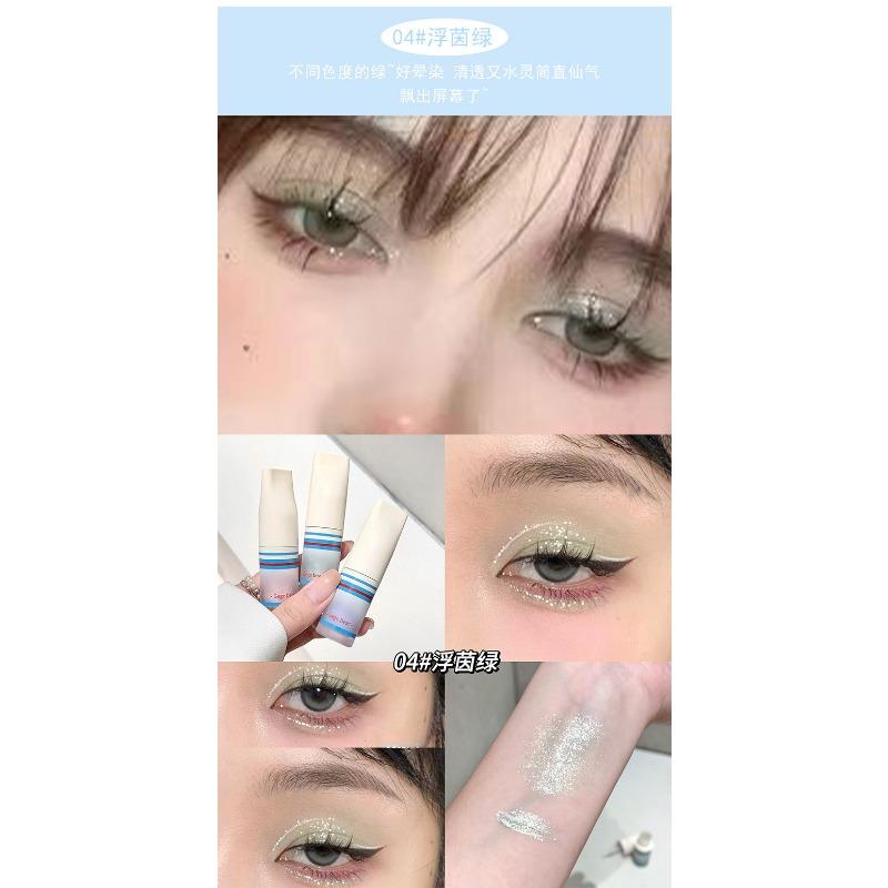 Shimmer Glitter Liquid Eyeshadow Brighten Lying Silkworm Highlighter Non Smudging Makeup