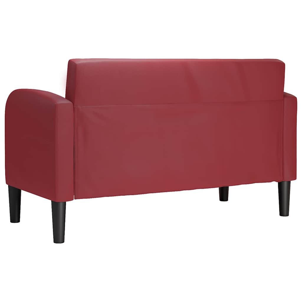 Two Seater Sofa Wine Red 110 Cm Faux Leather