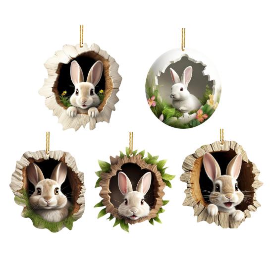 Car Interior Pendant Easter-Themed Rabbit Design Hanging Ornament Car Bag Living Space Bag Home Decor