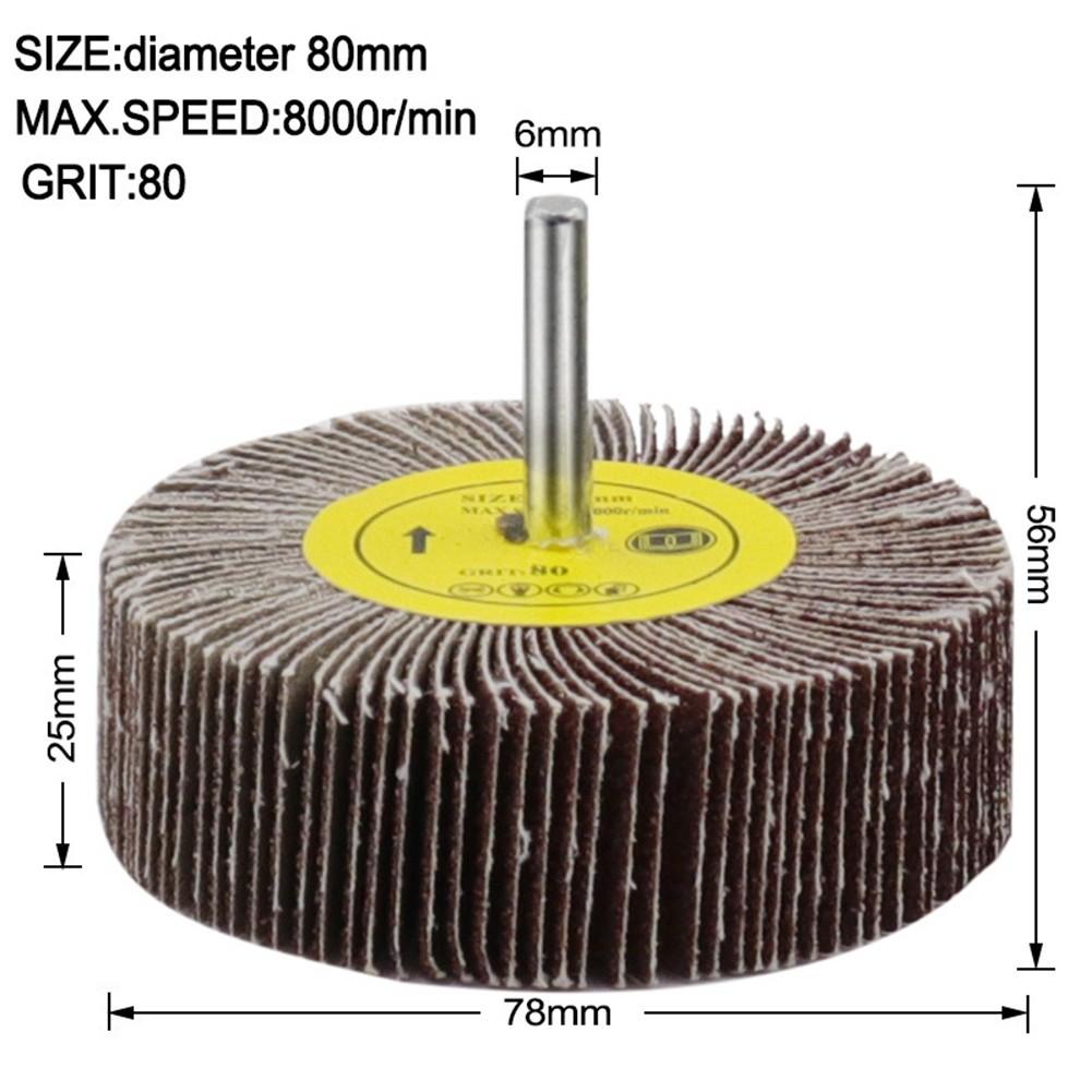 16-80mm Flap Sanding Wheels 6mm Shank 80 Grit Sanding Flap Wheel Disc Abrasive Grinding Accessories Sandpaper Polishing