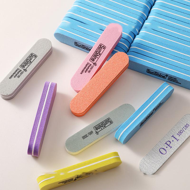 5Pcs Mini Nail File Buffers Sponge 100/180 Grit Double Sided Sanding Block Gel Polishing Foam Manicure Nail Art Files