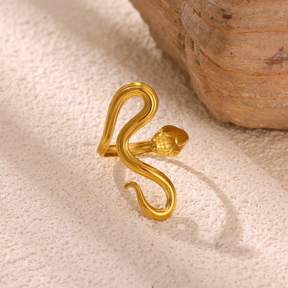 Punk Snake Rings For Women Unisex Gold Color Irregular Coiled Curved Snakes Ring Stainless Steel Waterproof Jewelry Party Gifts