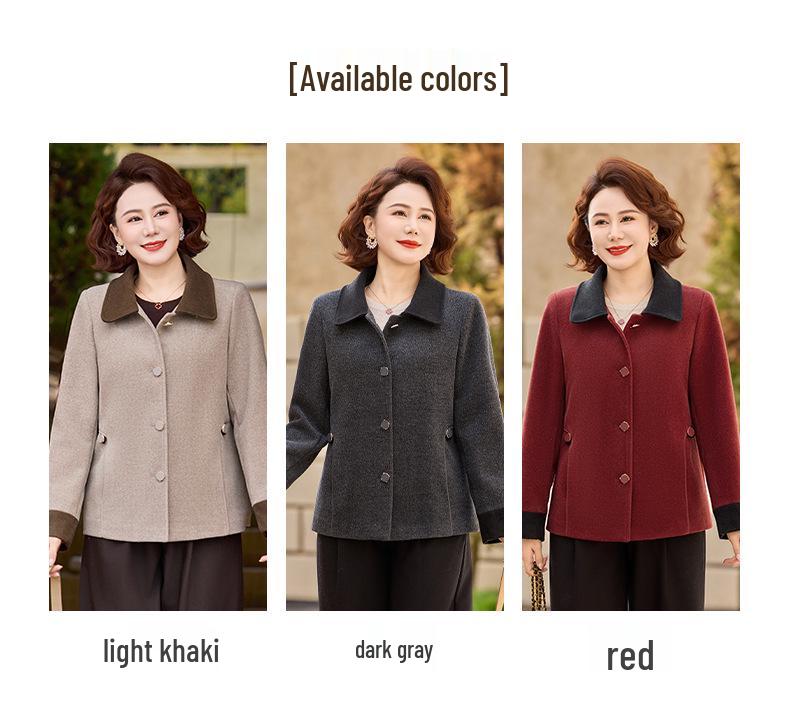 2026 Spring & Autumn Women's Wool Jacket for Ages 40-60: New Style, Lightweight, Perfect for Middle-Aged & Elderly Women.