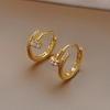 INS Style Minimalist Hoop Earrings Sparkling Crystal Zirconia Elegant Stud Earring Hypoallergenic Jewelry for Women Gifts
